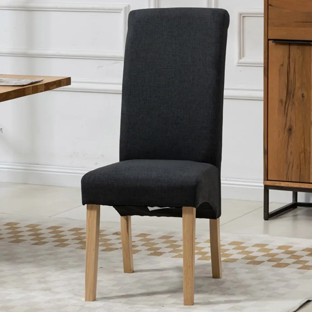 Rimini Set of 2 Dining Chairs - Black, Fabric image