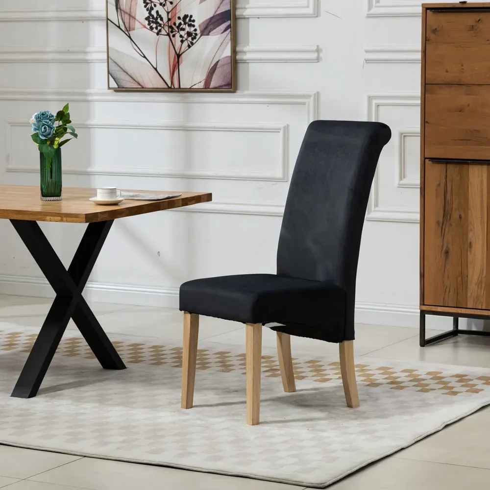 Rimini Set of 2 Dining Chairs - Black, Velvet