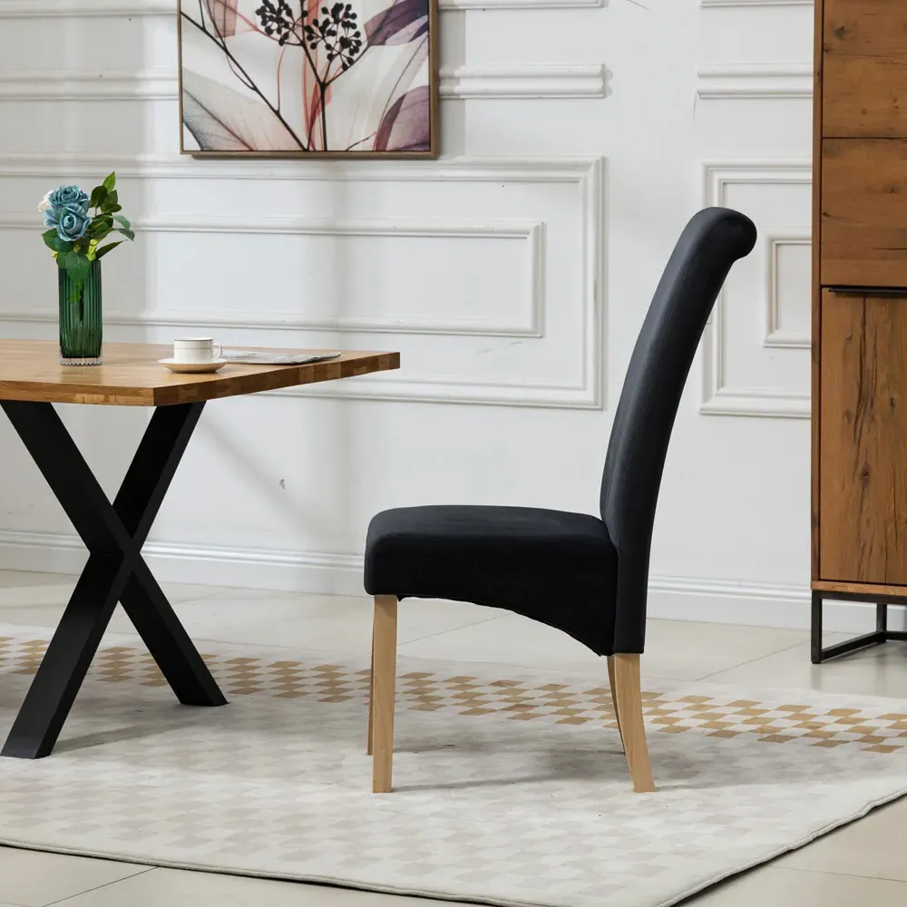 Rimini Set of 2 Dining Chairs - Black, Velvet