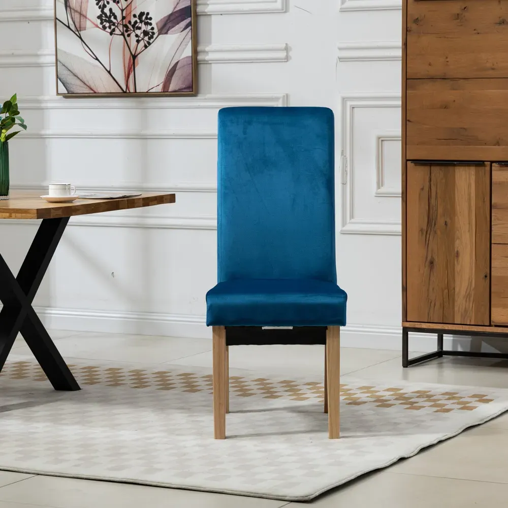 Rimini Set of 2 Dining Chairs - Blue, Velvet