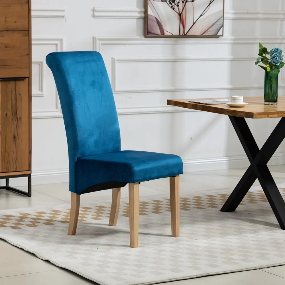 Rimini Set of 2 Dining Chairs - Blue, Velvet
