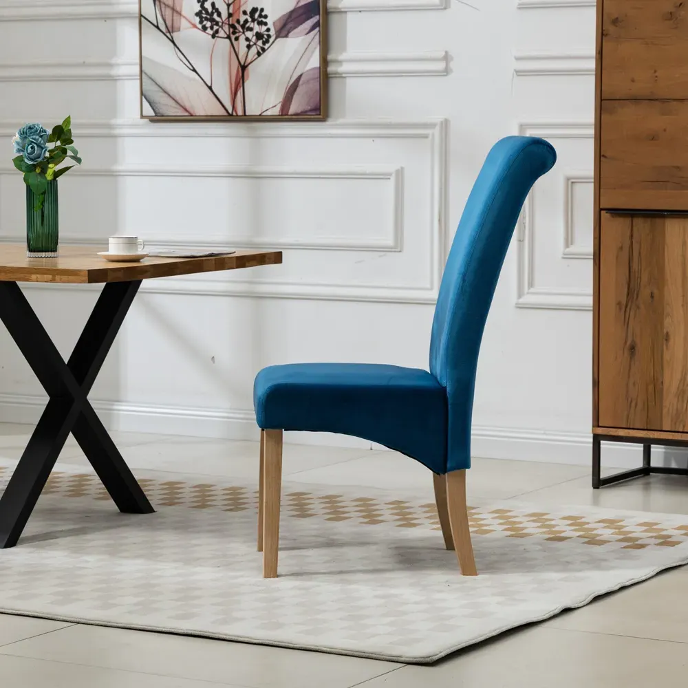 Rimini Set of 2 Dining Chairs - Blue, Velvet