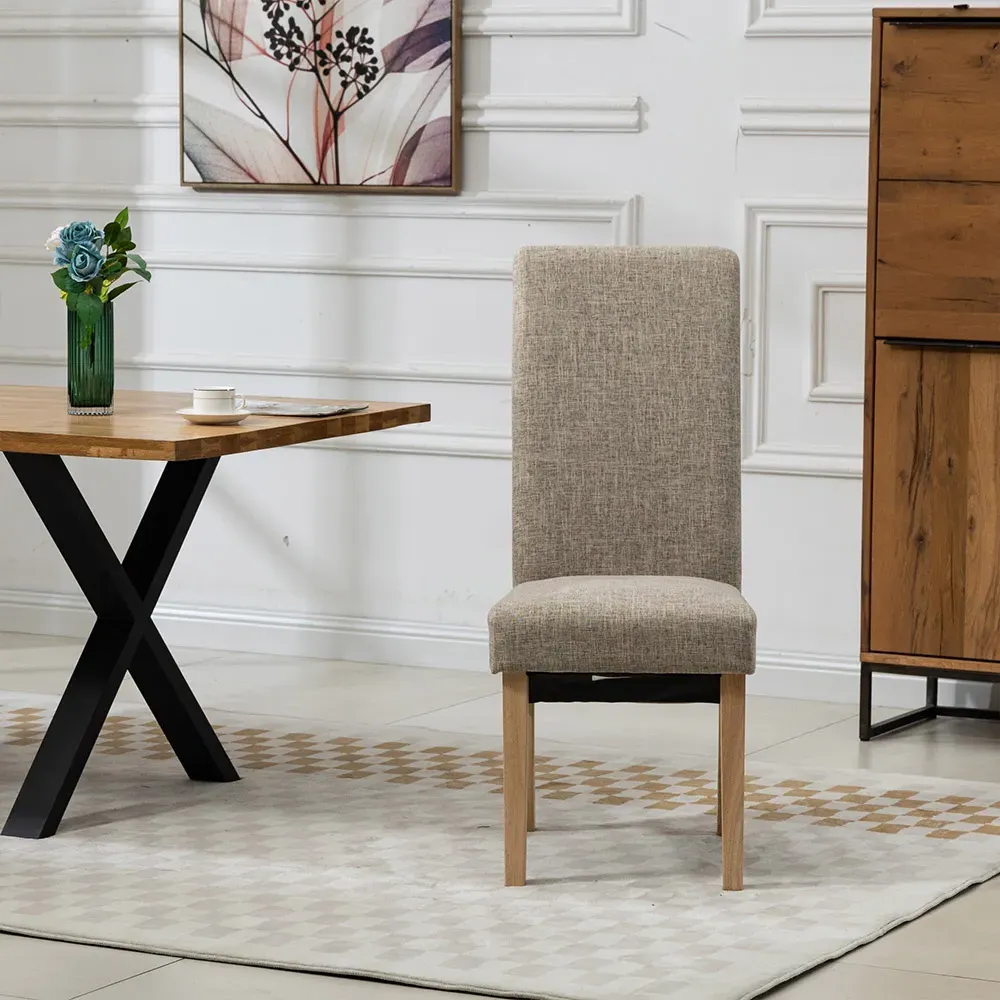 Rimini Set of 2 Dining Chairs - Brown, Fabric