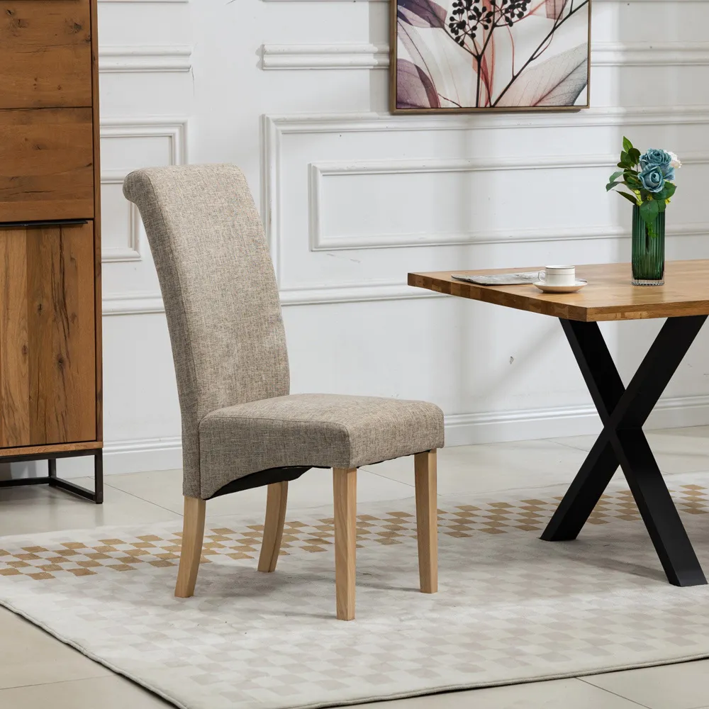 Rimini Set of 2 Dining Chairs - Brown, Fabric