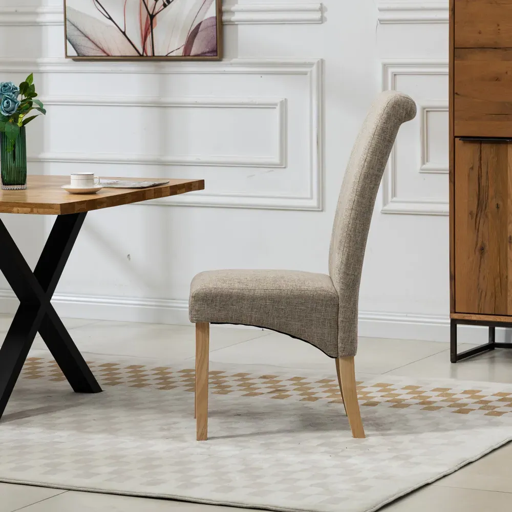 Rimini Set of 2 Dining Chairs - Brown, Fabric