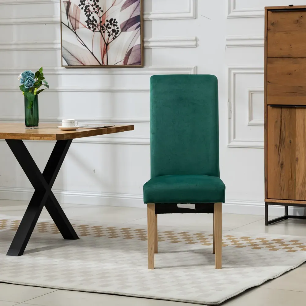 Rimini Set of 2 Dining Chairs - Green, Velvet