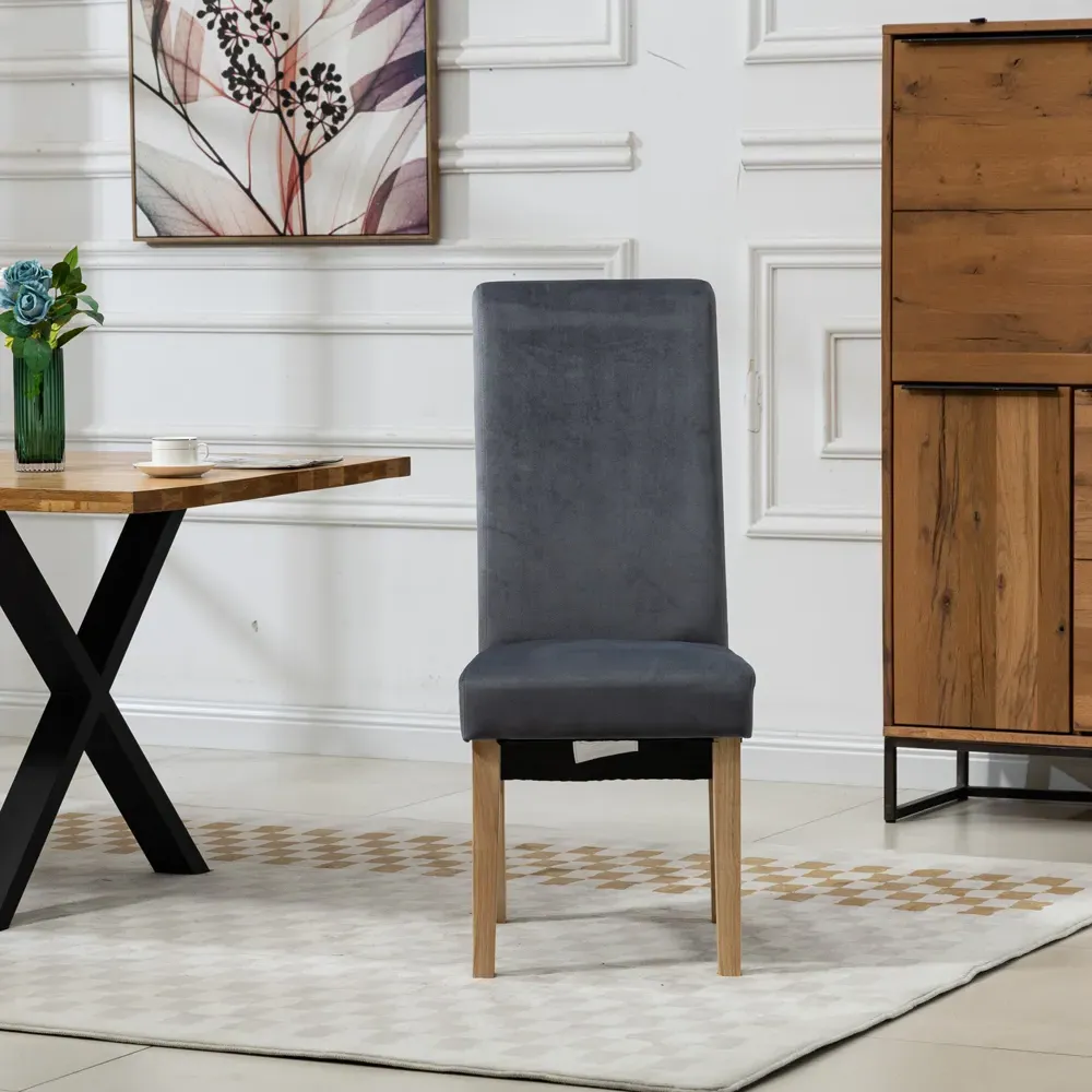 Rimini Set of 2 Dining Chairs - Grey, Velvet