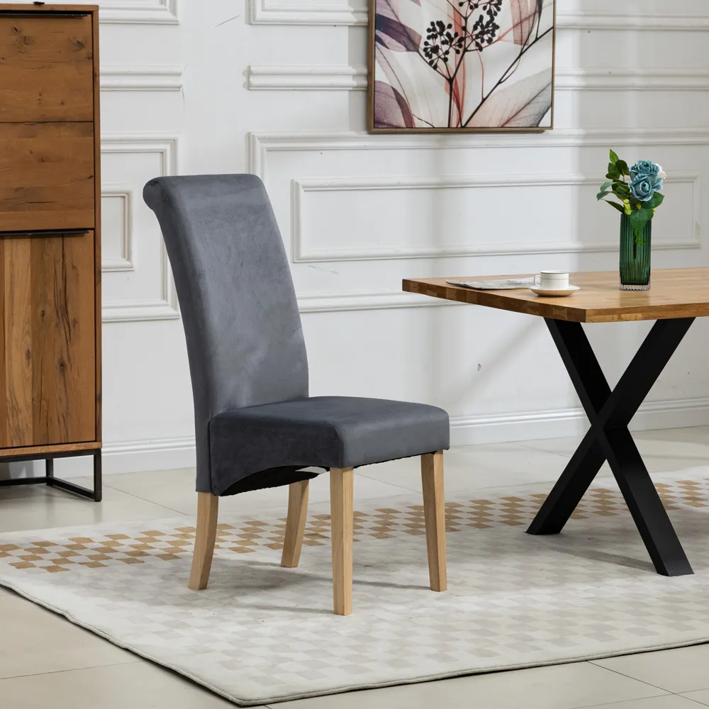 Rimini Set of 2 Dining Chairs - Grey, Velvet