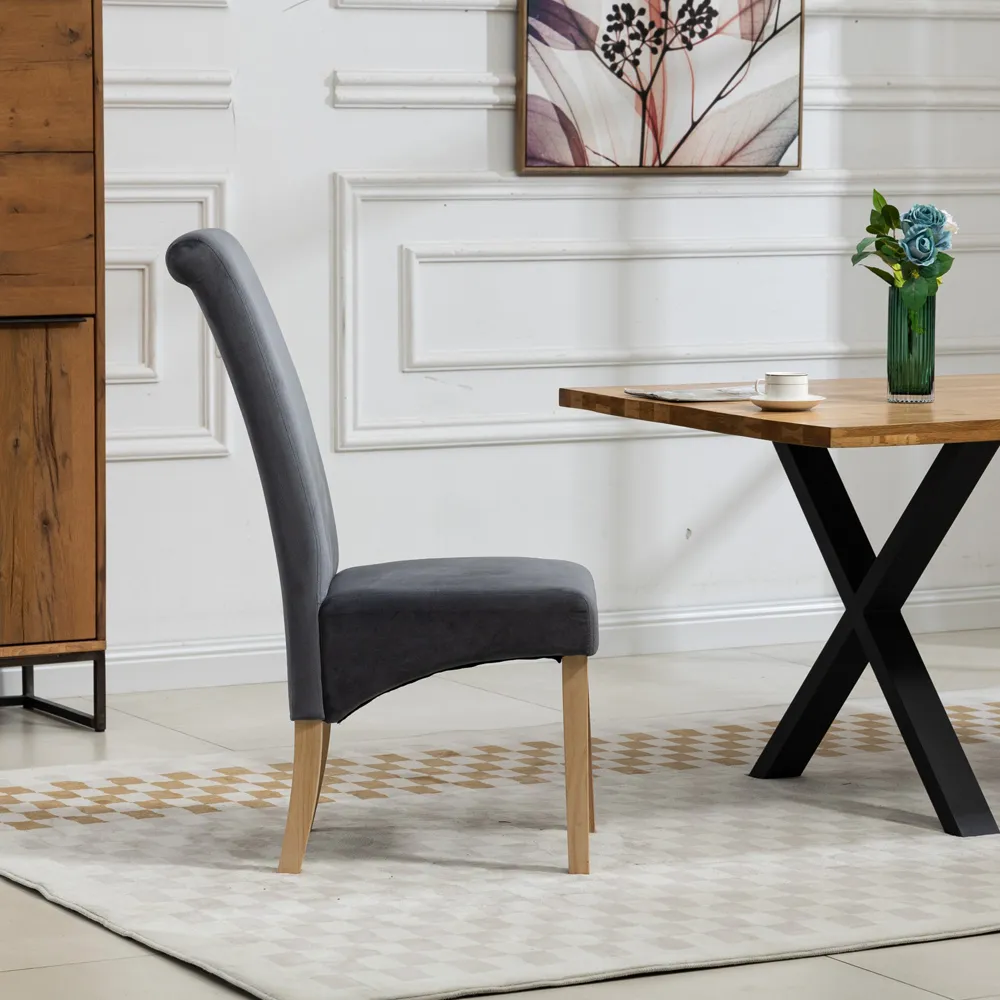 Rimini Set of 2 Dining Chairs - Grey, Velvet