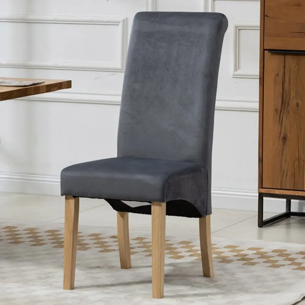 Rimini Set of 2 Dining Chairs - Grey, Velvet
