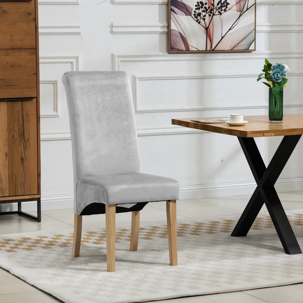 Rimini Set of 2 Dining Chairs - Silver, Velvet