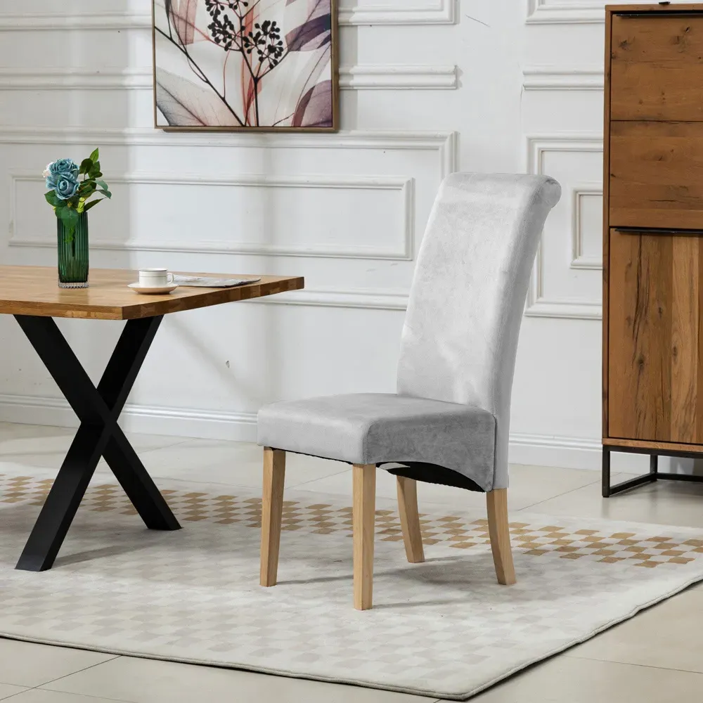 Rimini Set of 2 Dining Chairs - Silver, Velvet