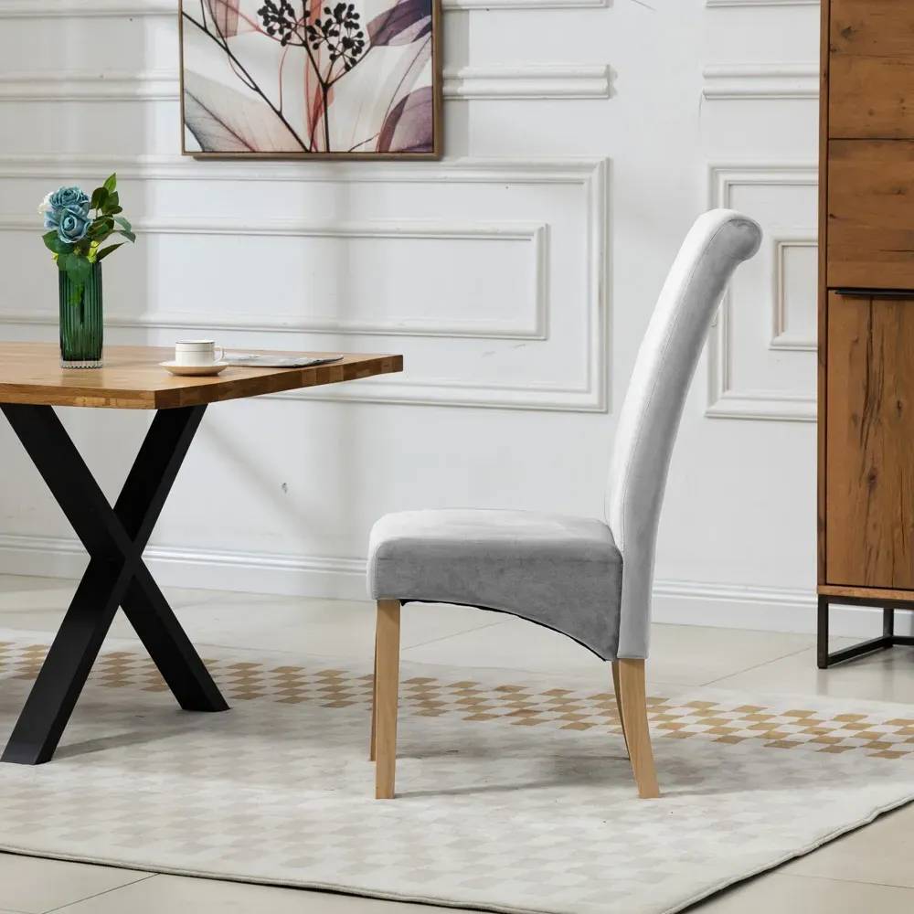 Rimini Set of 2 Dining Chairs - Silver, Velvet