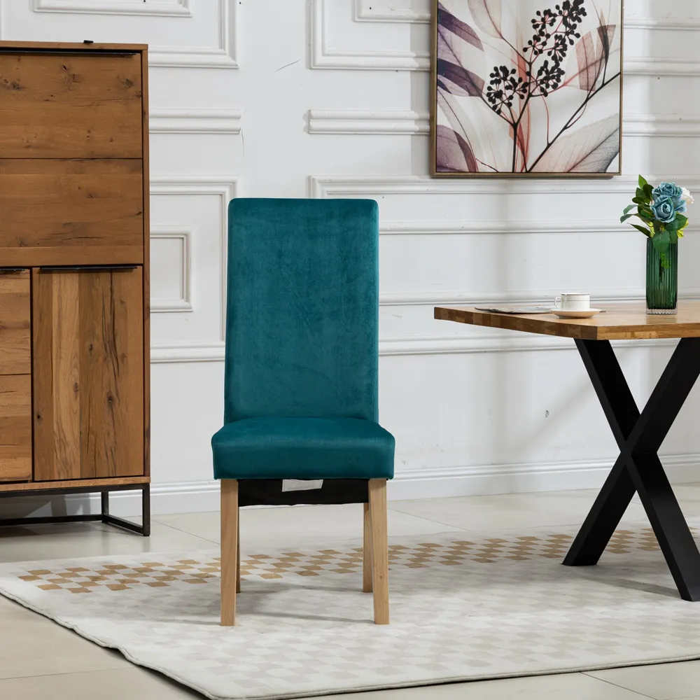 Rimini Set of 2 Dining Chairs - Teal, Velvet