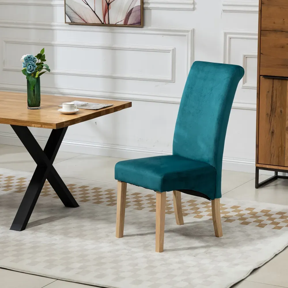 Rimini Set of 2 Dining Chairs - Teal, Velvet