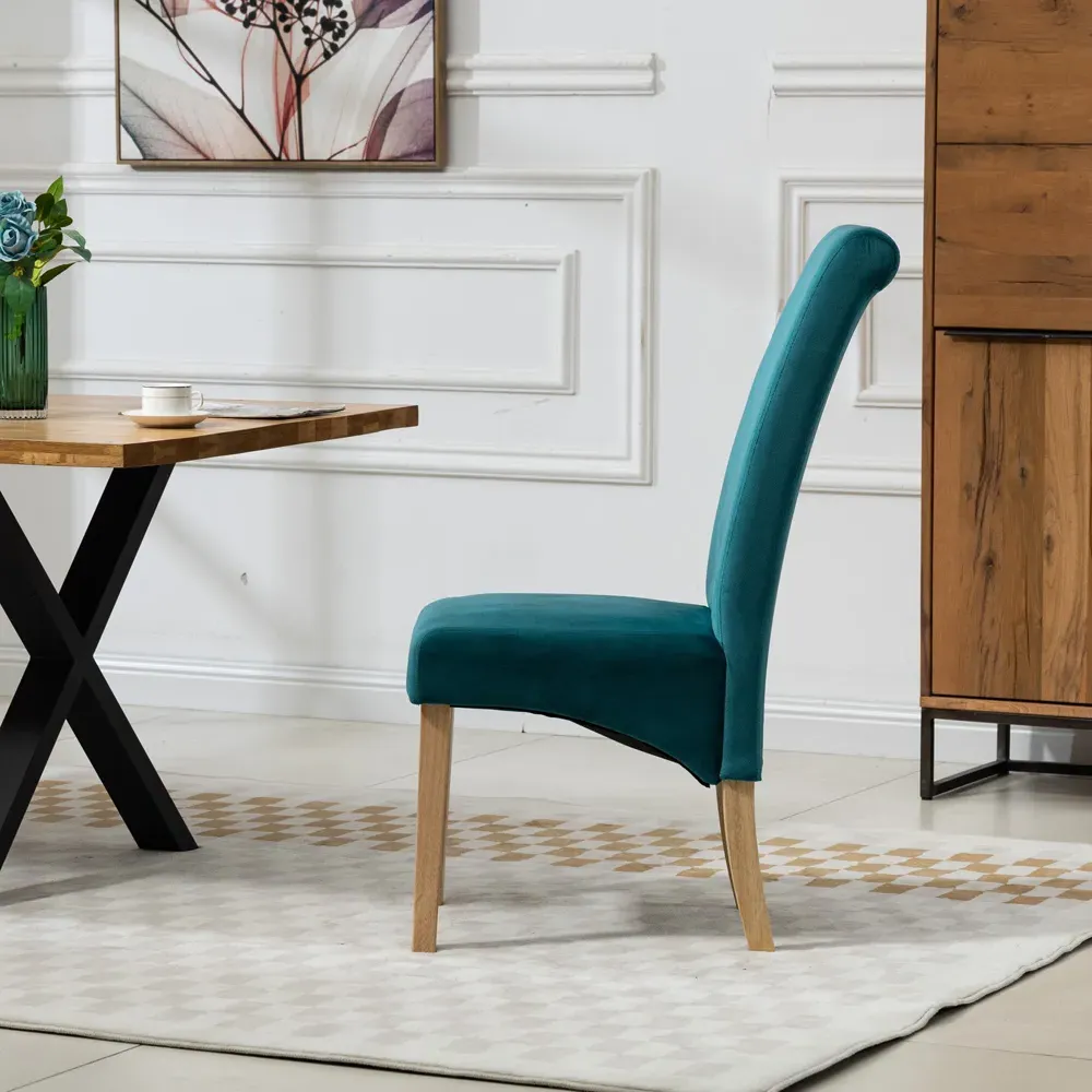 Rimini Set of 2 Dining Chairs - Teal, Velvet