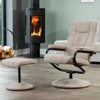 Ripley Swivel Recliner Chair with Footstool - Brown, Fabric