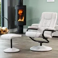 Ripley Swivel Recliner Chair with Footstool - Grey, Fabric