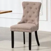 Rivara Set of 2 Dining Chairs with Button Back - Brown, Fabric