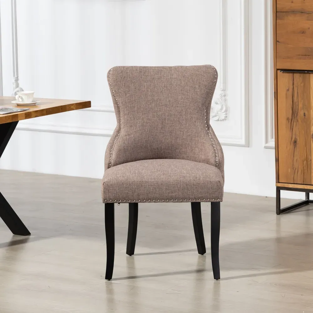 Rodello Set of 2 Dining Chairs - Dark Brown, Fabric