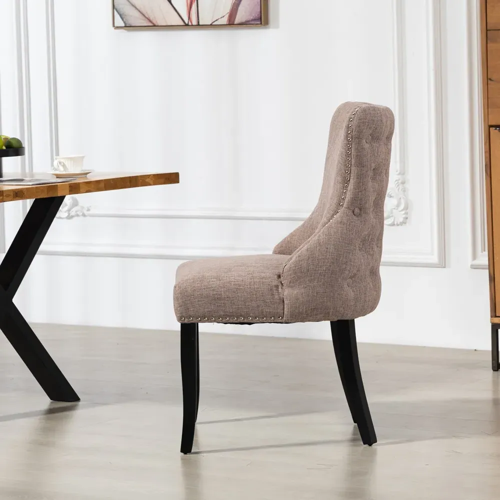 Rodello Set of 2 Dining Chairs - Dark Brown, Fabric