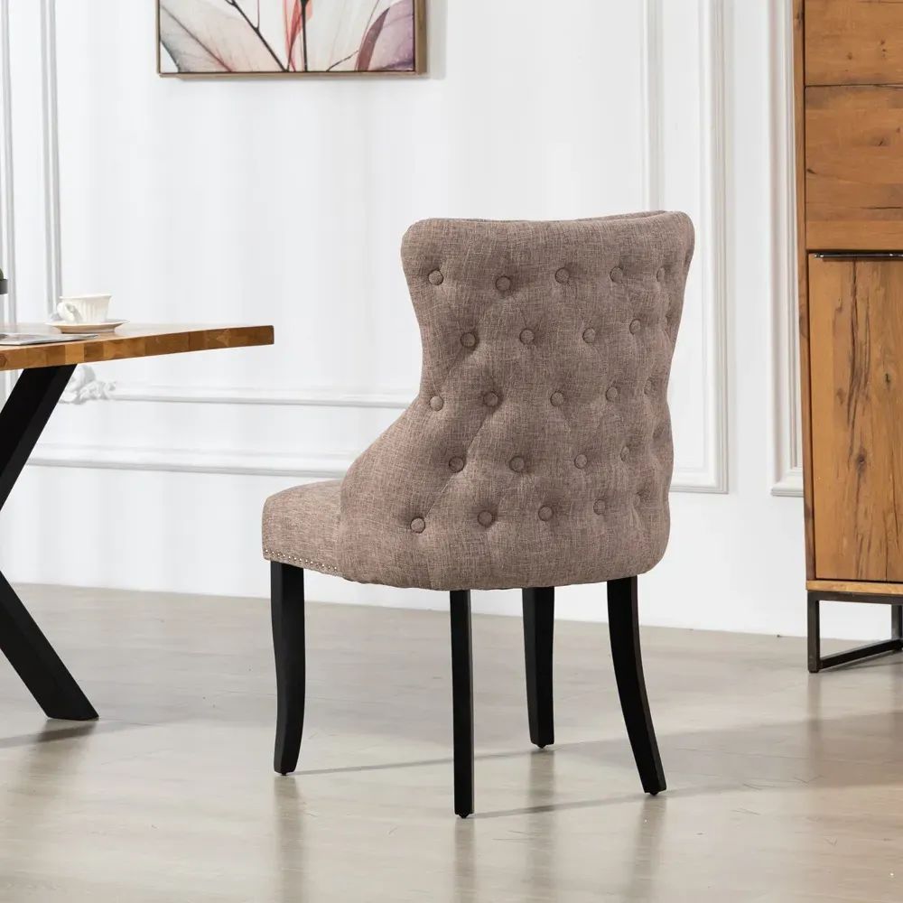 Rodello Set of 2 Dining Chairs - Dark Brown, Fabric