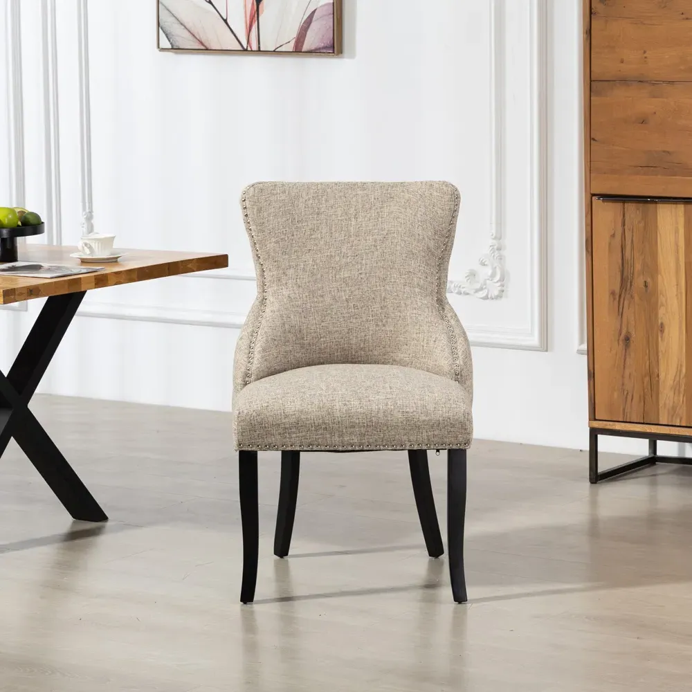 Rodello Set of 2 Dining Chairs - Light Brown, Fabric