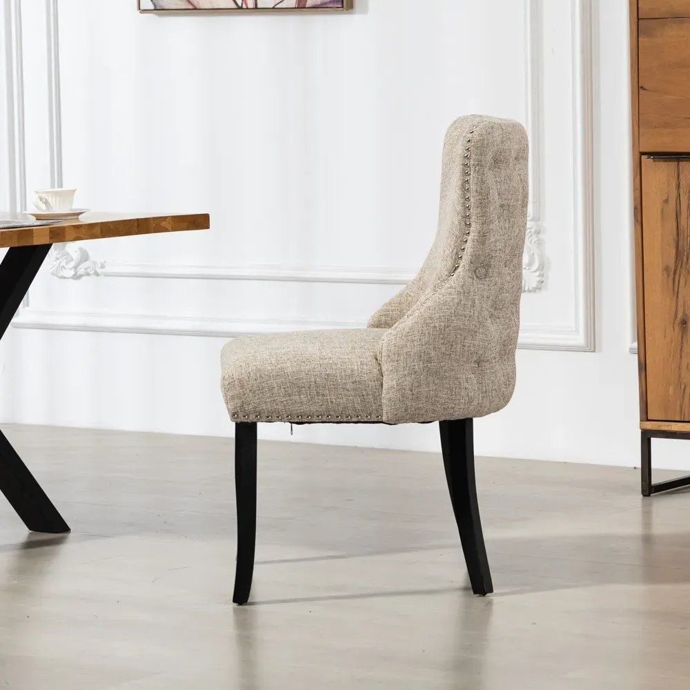 Rodello Set of 2 Dining Chairs - Light Brown, Fabric