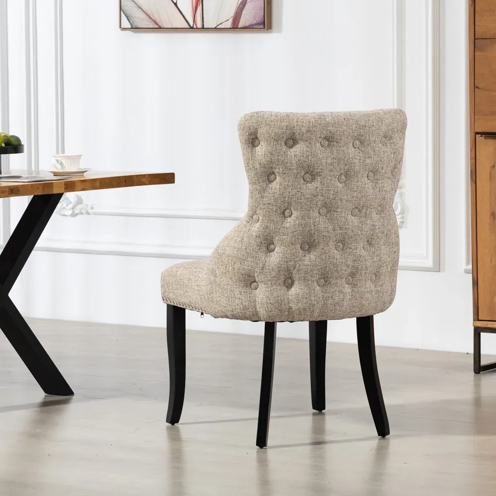 Rodello Set of 2 Dining Chairs - Light Brown, Fabric