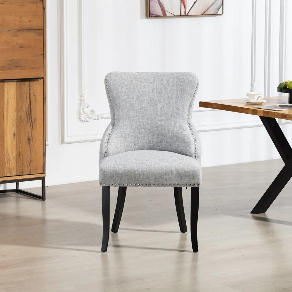 Rodello Set of 2 Dining Chairs - Light Grey, Fabric