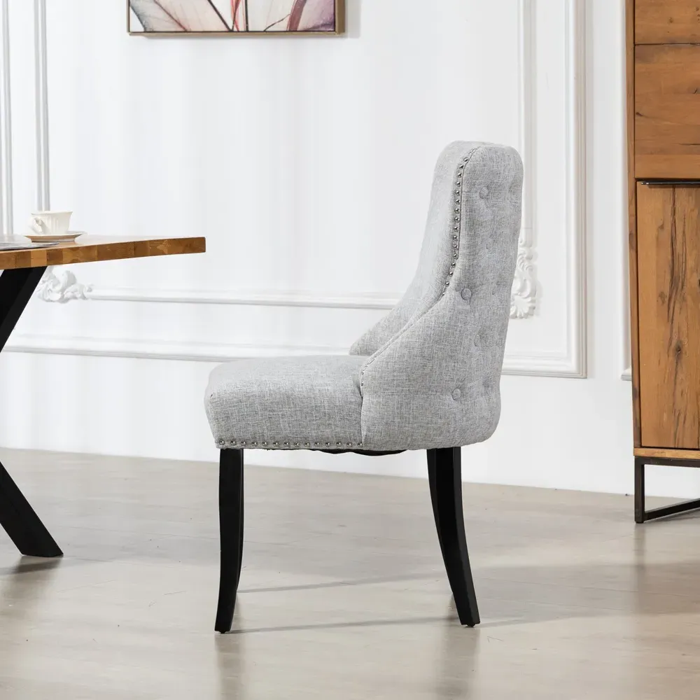 Rodello Set of 2 Dining Chairs - Light Grey, Fabric