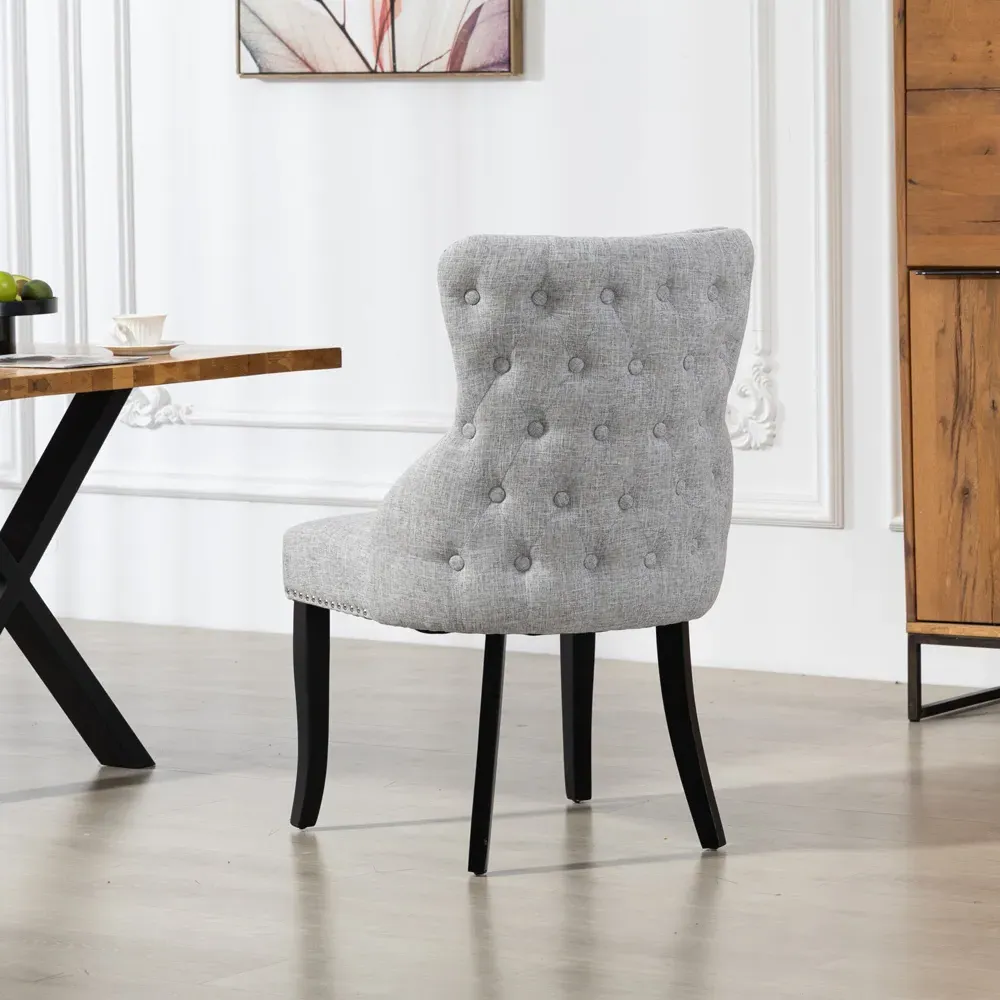 Rodello Set of 2 Dining Chairs - Light Grey, Fabric