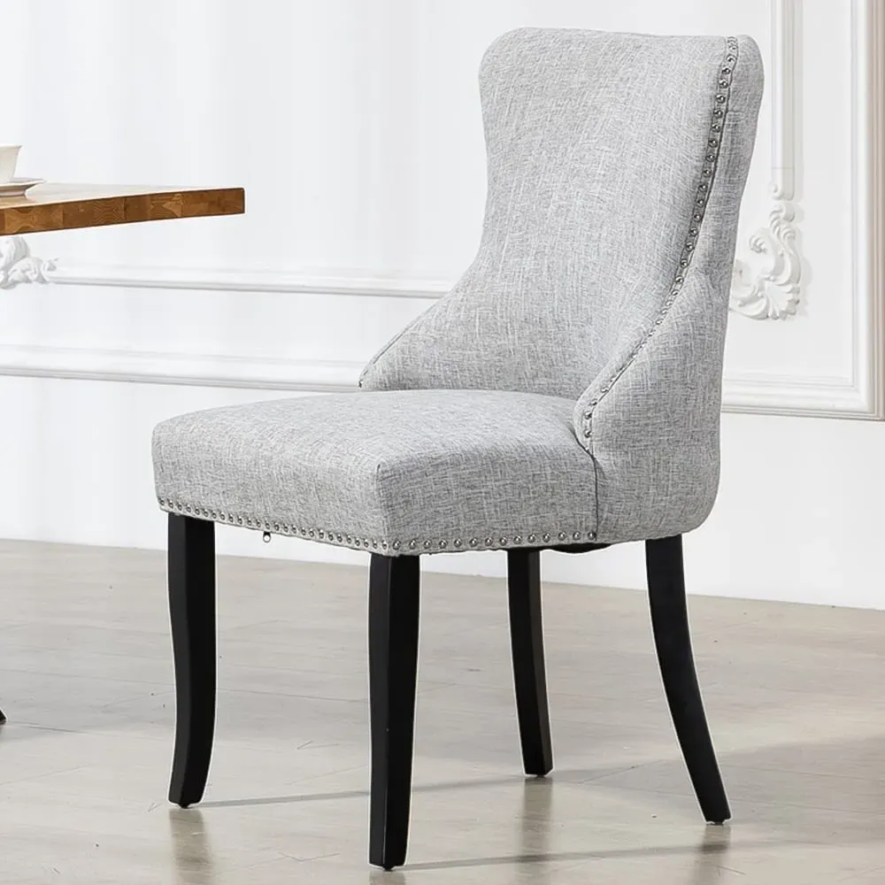 Rodello Set of 2 Dining Chairs - Light Grey, Fabric
