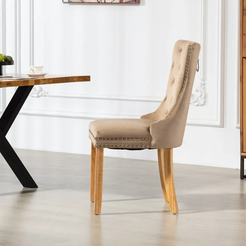 Rodero Set of 2 Dining Chairs - Brown, Velvet