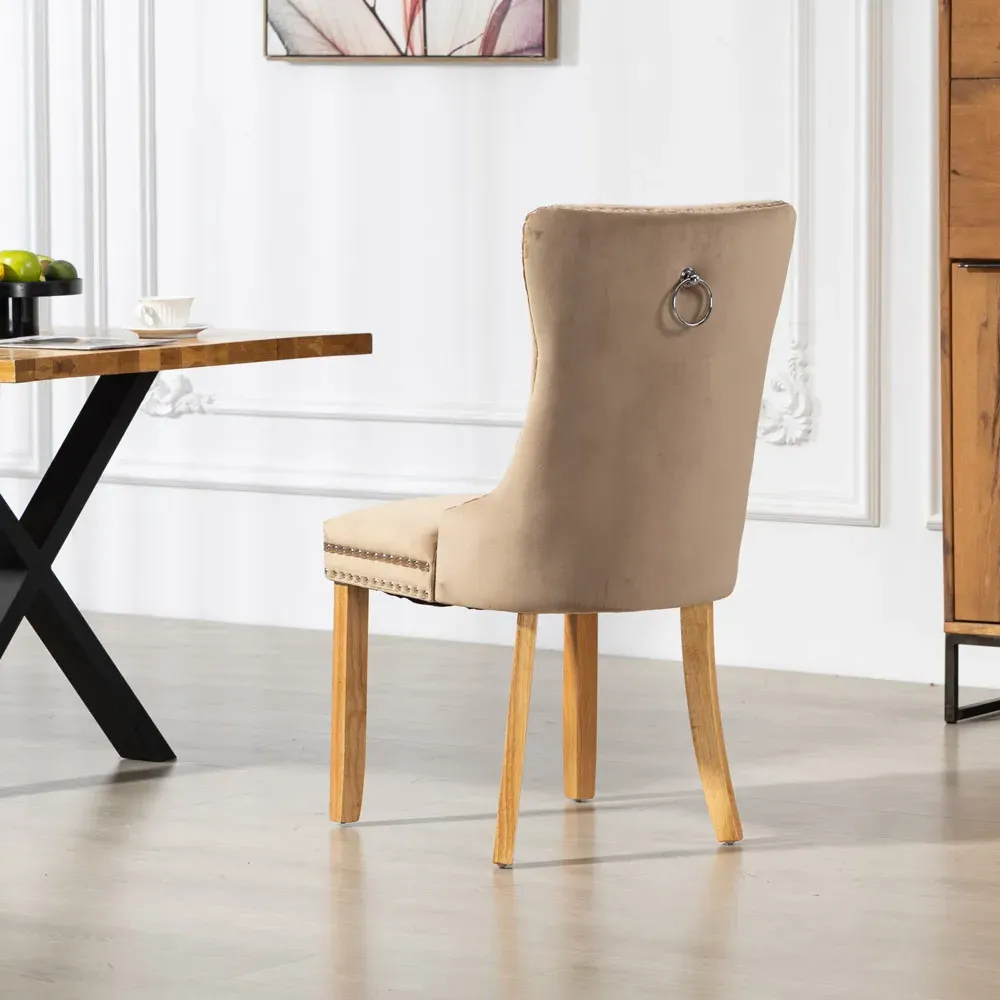 Rodero Set of 2 Dining Chairs - Brown, Velvet