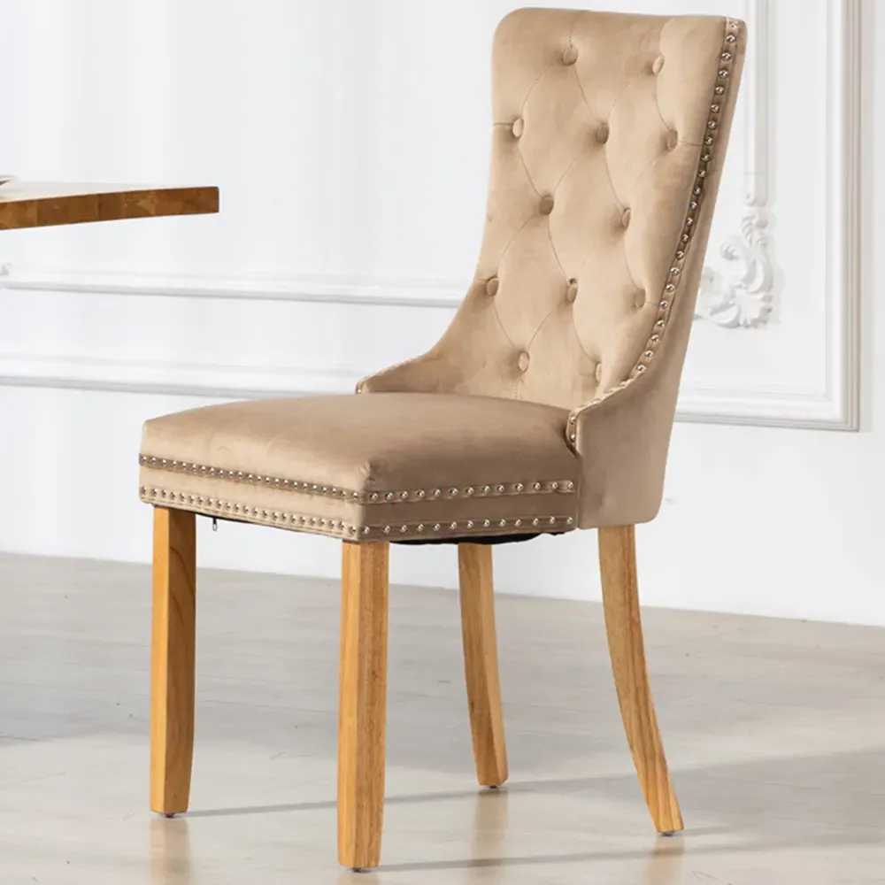 Rodero Set of 2 Dining Chairs - Brown, Velvet image