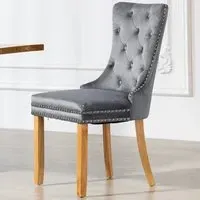 Rodero Set of 2 Dining Chairs - Grey, Velvet