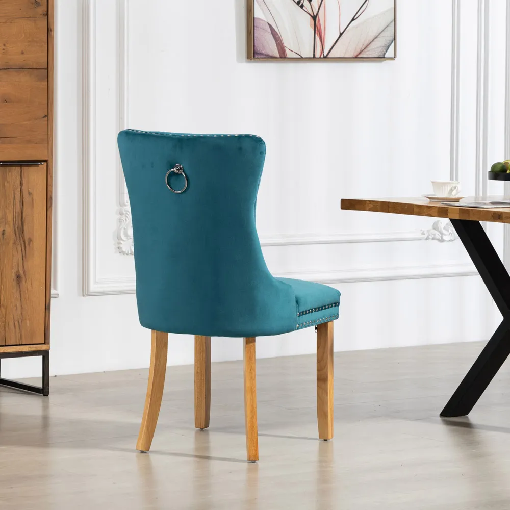 Rodero Set of 2 Dining Chairs - Teal, Velvet