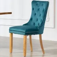 Rodero Set of 2 Dining Chairs - Teal, Velvet