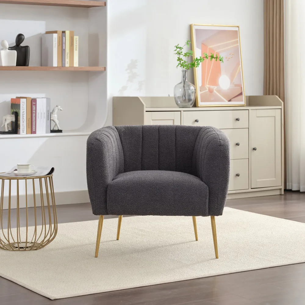 Ronan Accent Chair - Dark Grey, Boucle