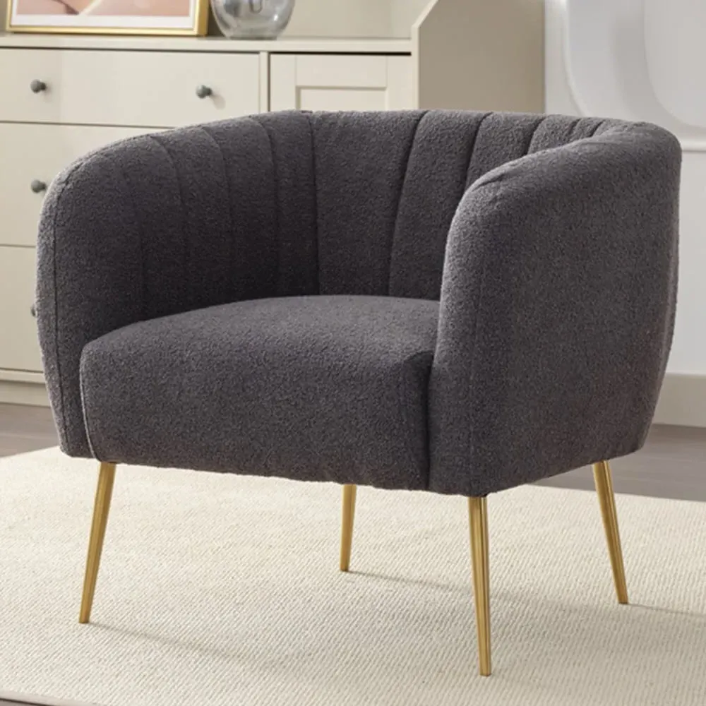 Ronan Accent Chair - Dark Grey, Boucle image