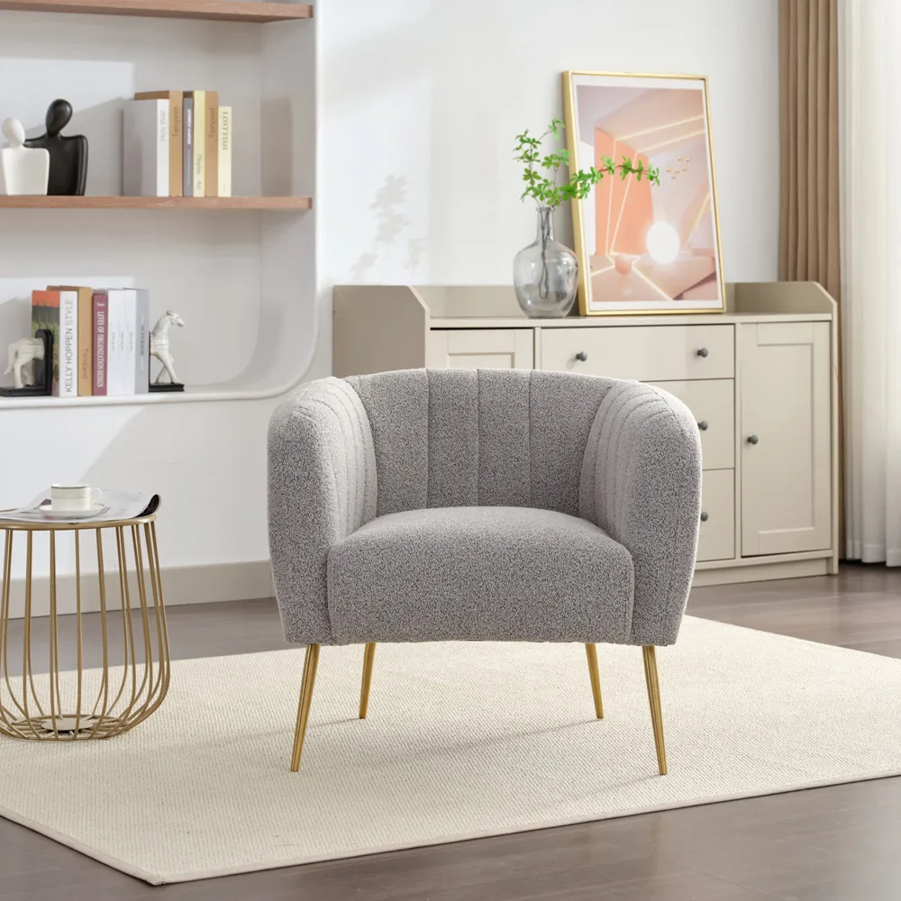 Ronan Accent Chair - Light Grey, Boucle
