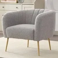 Ronan Accent Chair - Light Grey, Boucle