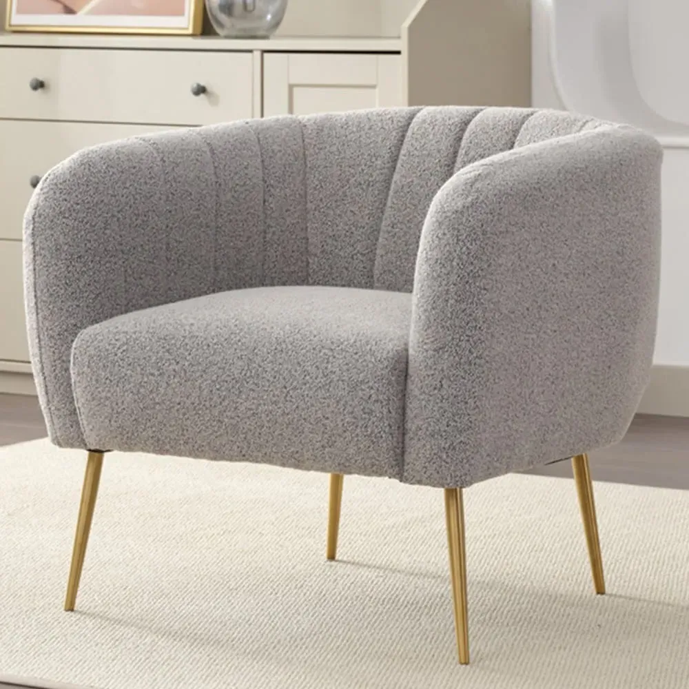 Ronan Accent Chair - Light Grey, Boucle