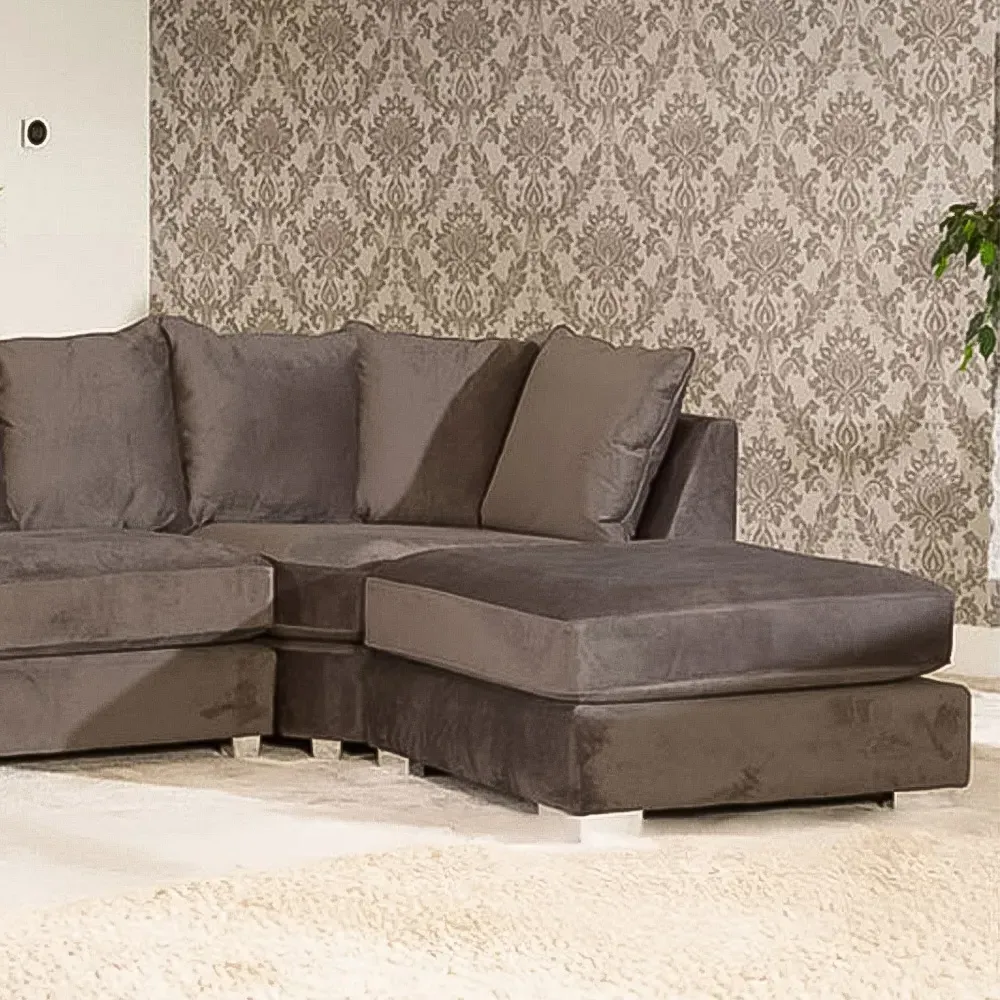 Rowan 6-Seater U-Shaped Corner Sofa - Taupe, Velvet