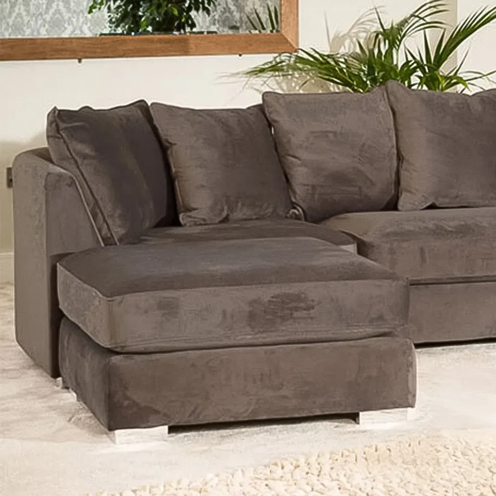 Rowan 6-Seater U-Shaped Corner Sofa - Taupe, Velvet