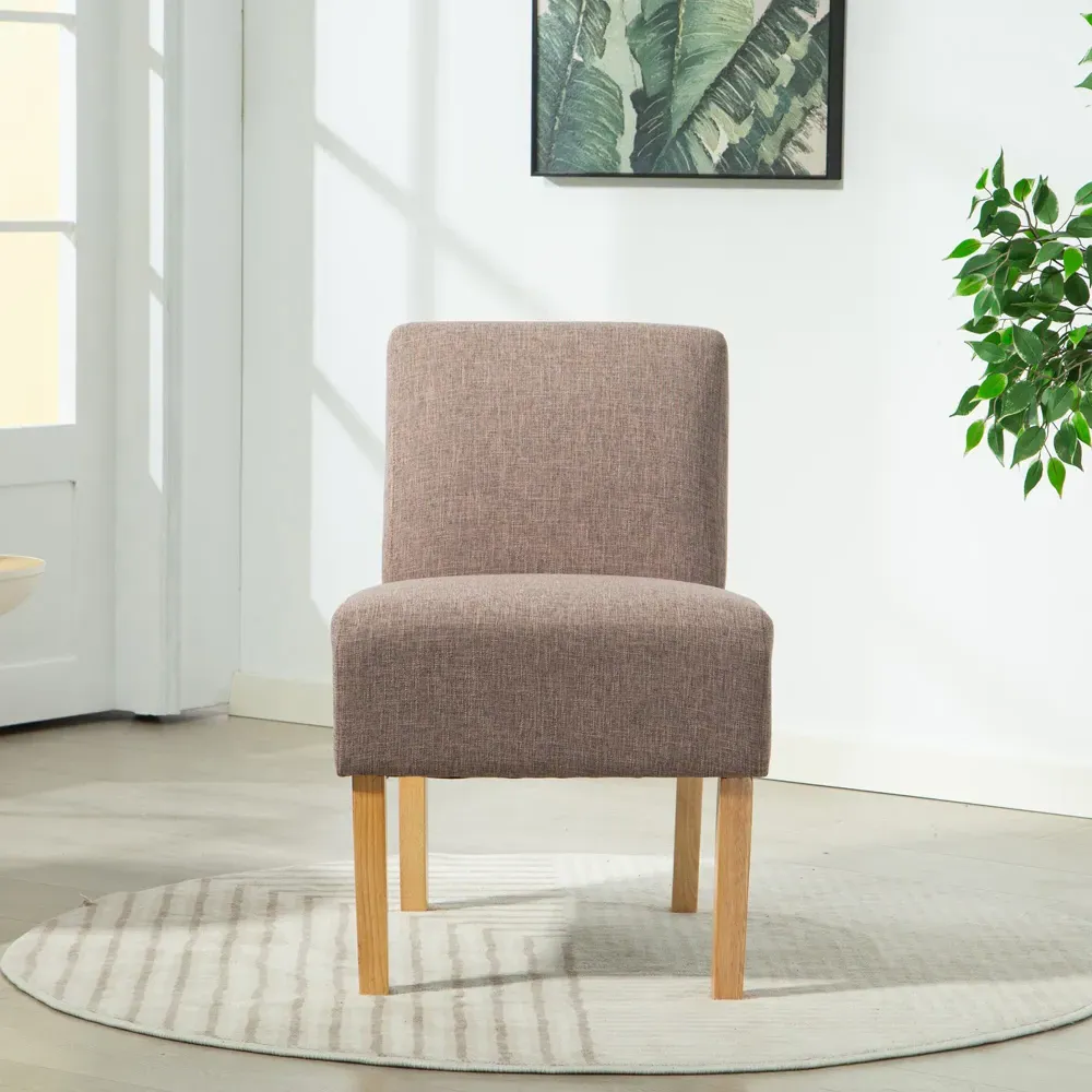 Selina Armless Accent Chair - Dark Brown, Fabric