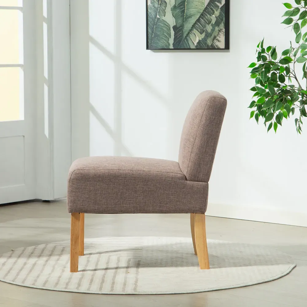 Selina Armless Accent Chair - Dark Brown, Fabric