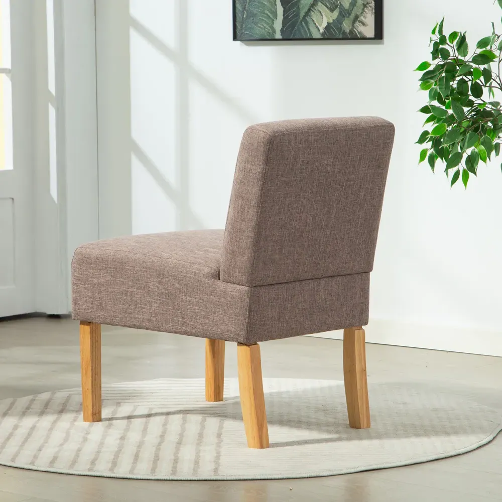 Selina Armless Accent Chair - Dark Brown, Fabric