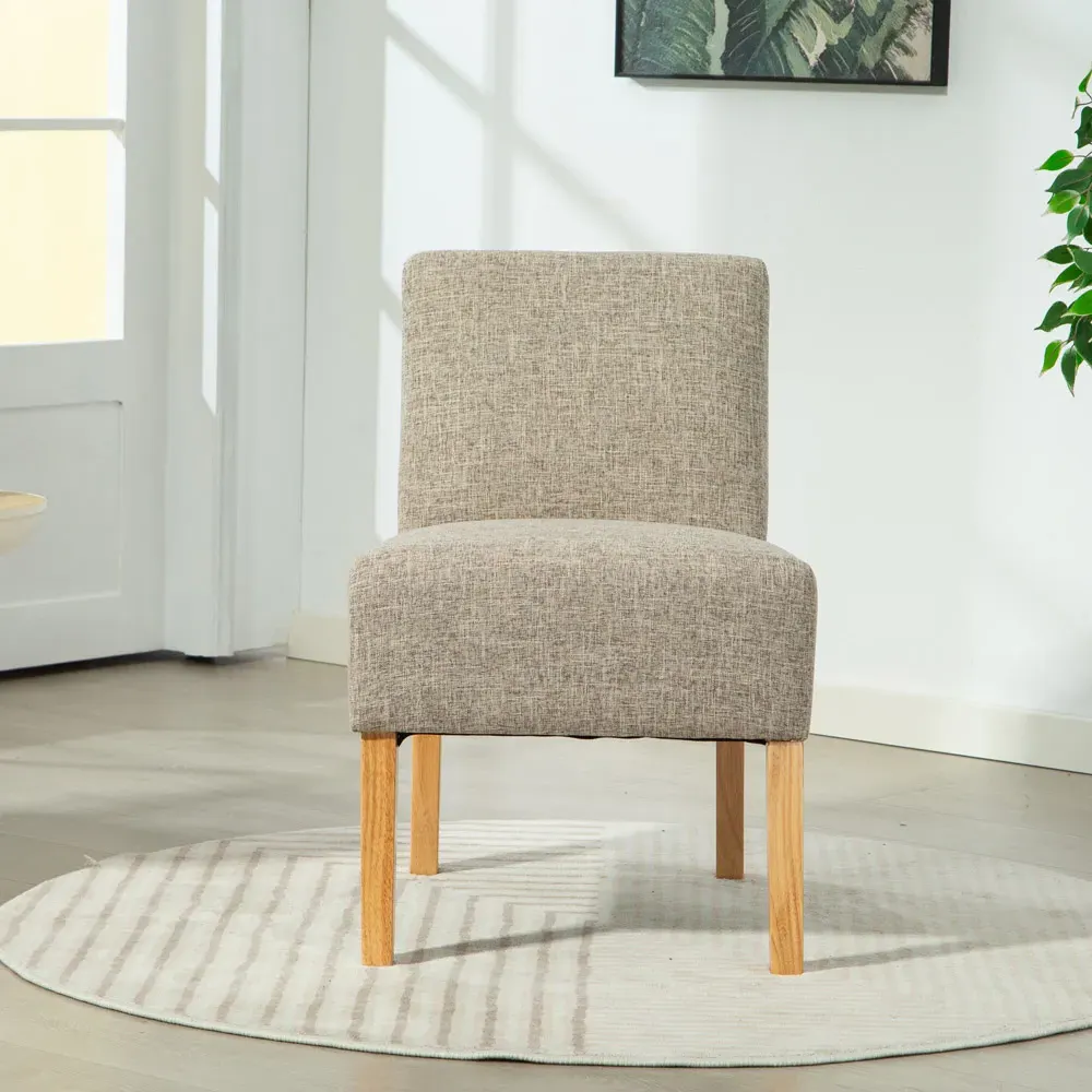 Selina Armless Accent Chair - Light Brown, Fabric